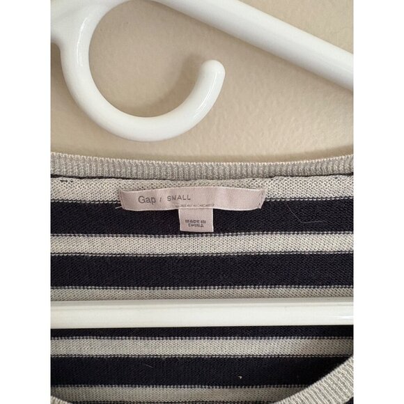 GAP Navy & Gray Striped Merino Wool Blend Mini Sweater Dress Size Small - Picture 5 of 12